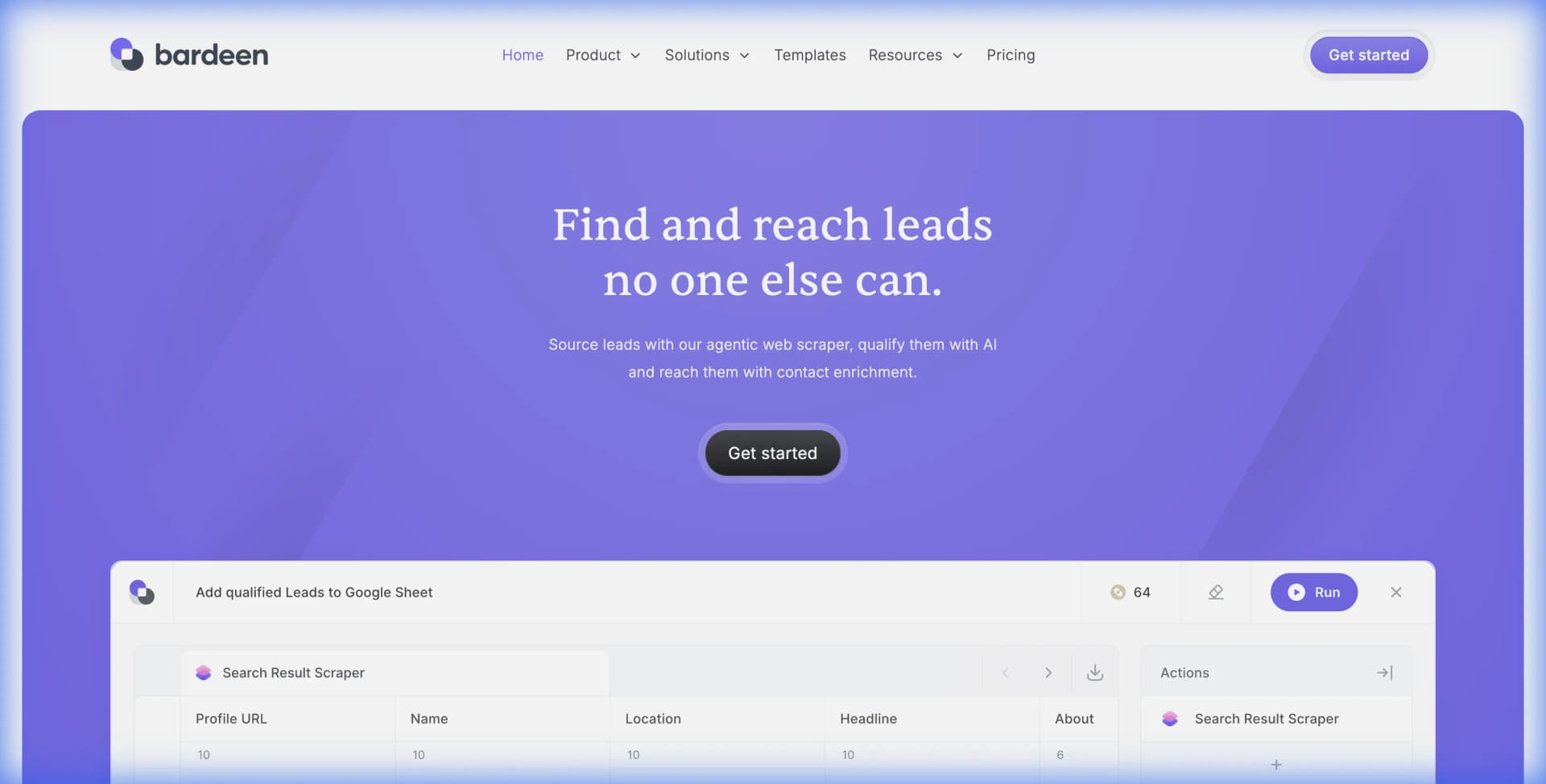 Bardeen landing page showing their AI-powered automation platform