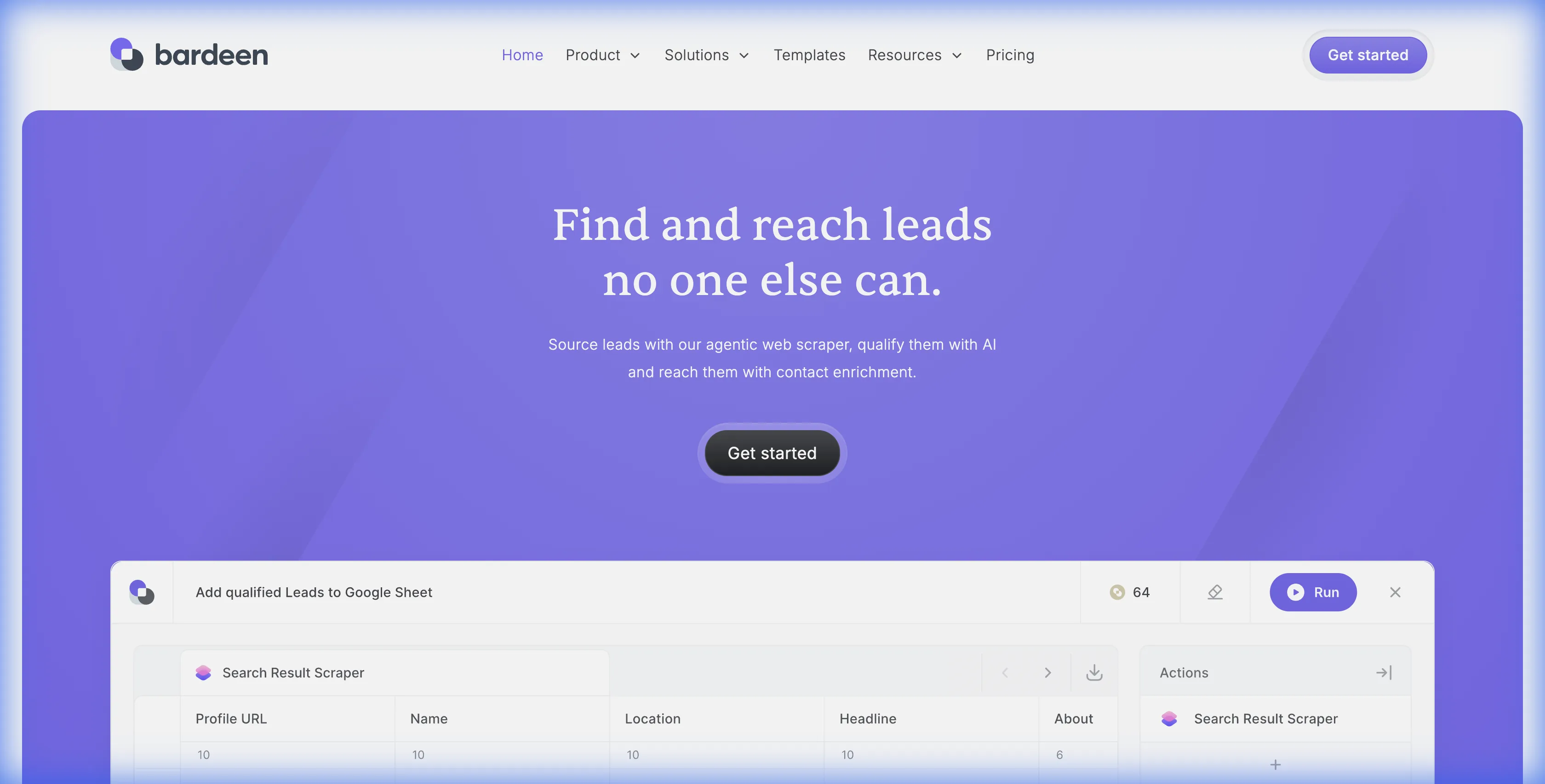 Bardeen landing page showing their AI-powered automation platform