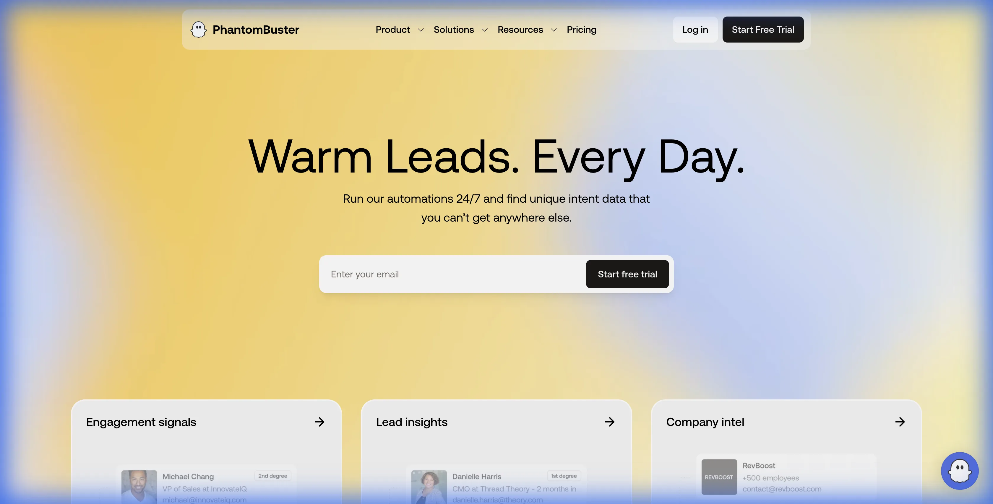 PhantomBuster landing page showing their automation platform