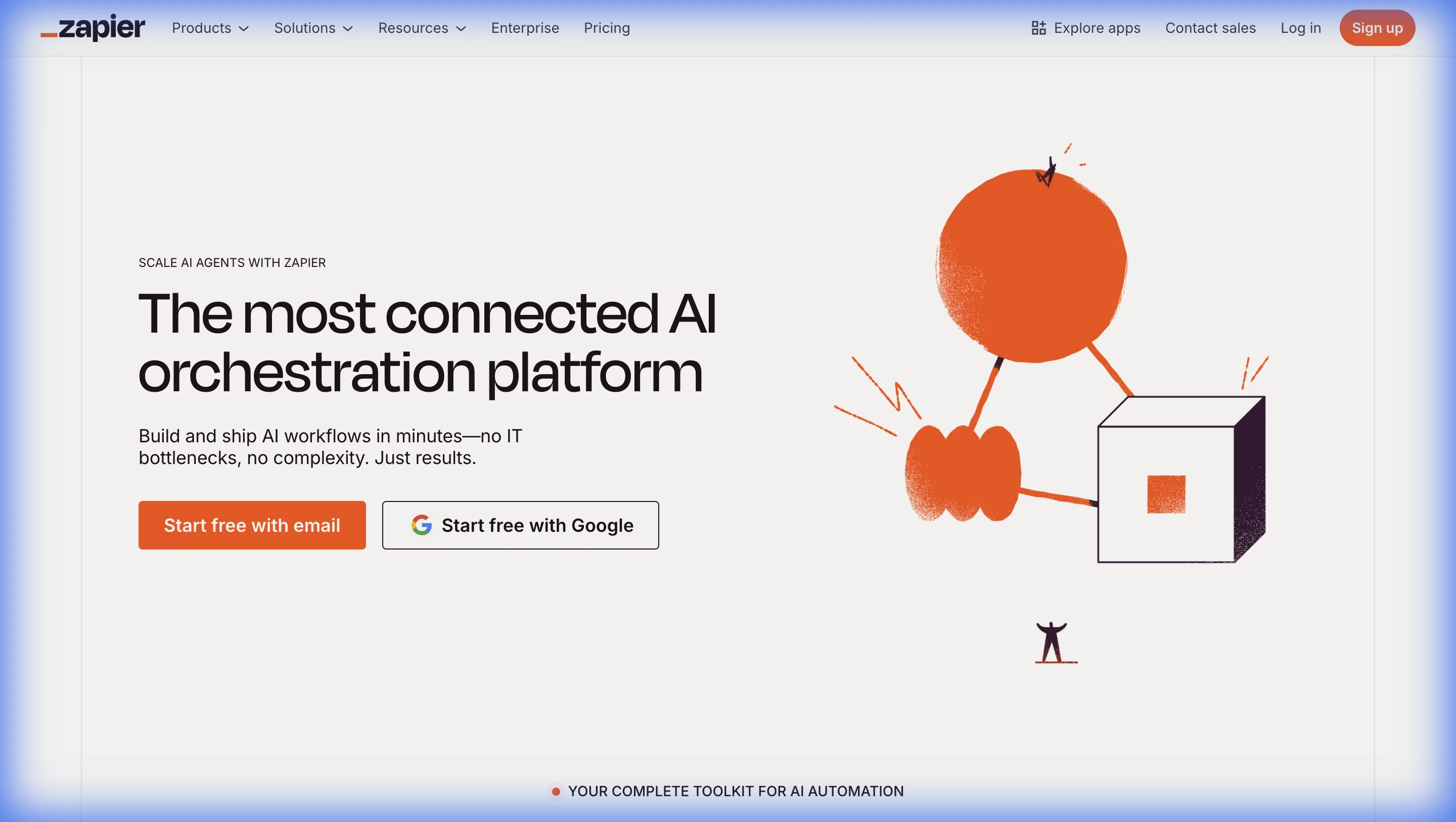 Zapier homepage showing their automation platform connecting thousands of apps