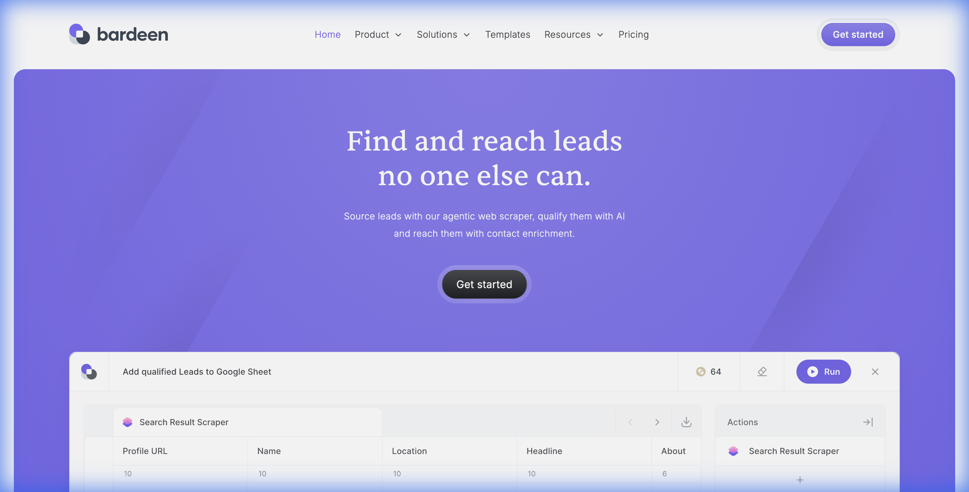 Bardeen landing page showing their AI-powered automation platform